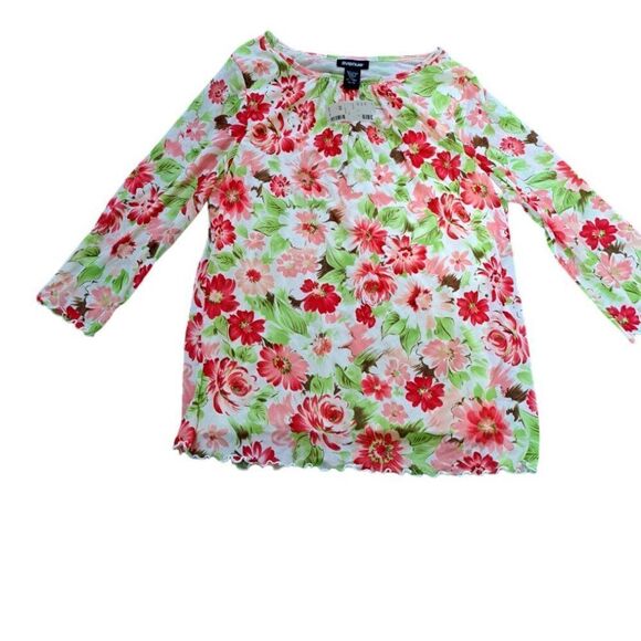 Avenue Women's 3/4 Sleeve Floral Multi Color Mesh Top Blouse 14-16 - Picture 2 of 8